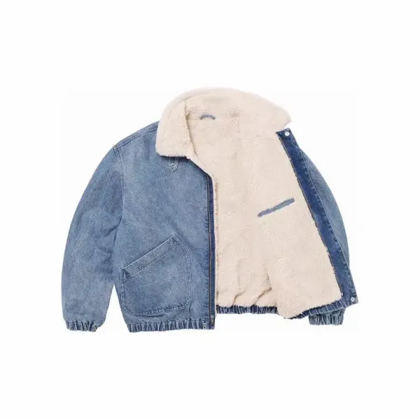 Supreme Denim Hooded Jacket Light Wash Blue Denim-Jacket - 9