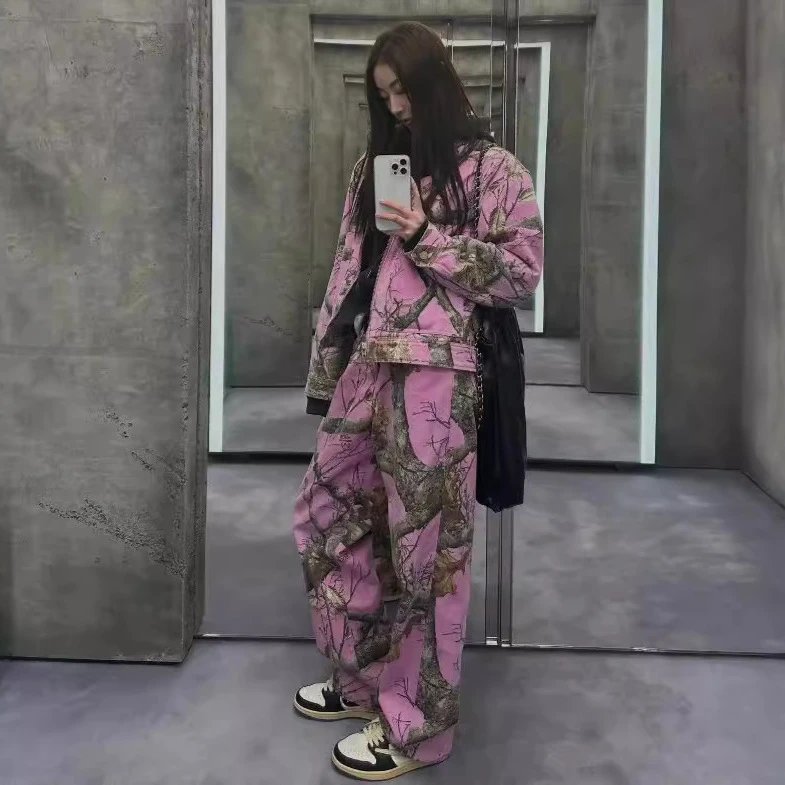 Pink Camo Print Jacket & Pants