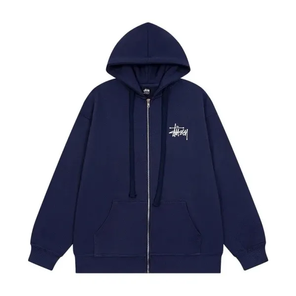 Stüssy Classic Logo Zip-Up Hoodie Navy - 1