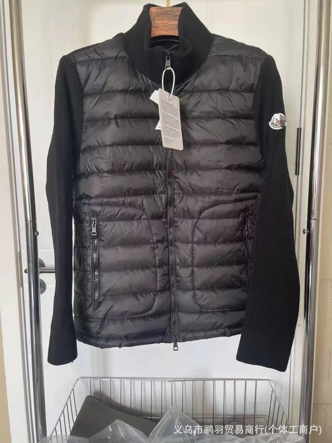 Moncler Hybrid Knit-Panel Down Jacket Navy - 3