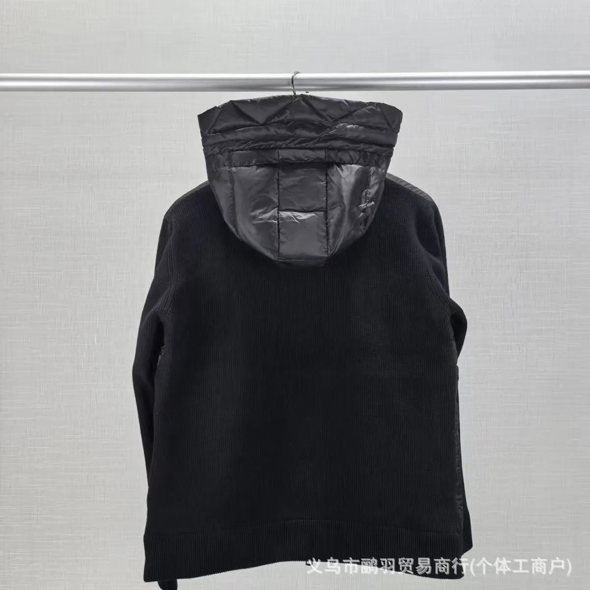 Moncler Hybrid Knit-Panel Down Jacket Navy - 14