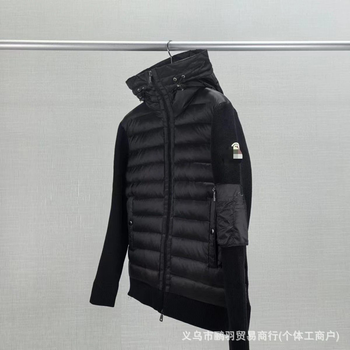 Moncler Hybrid Knit-Panel Down Jacket Navy - 15