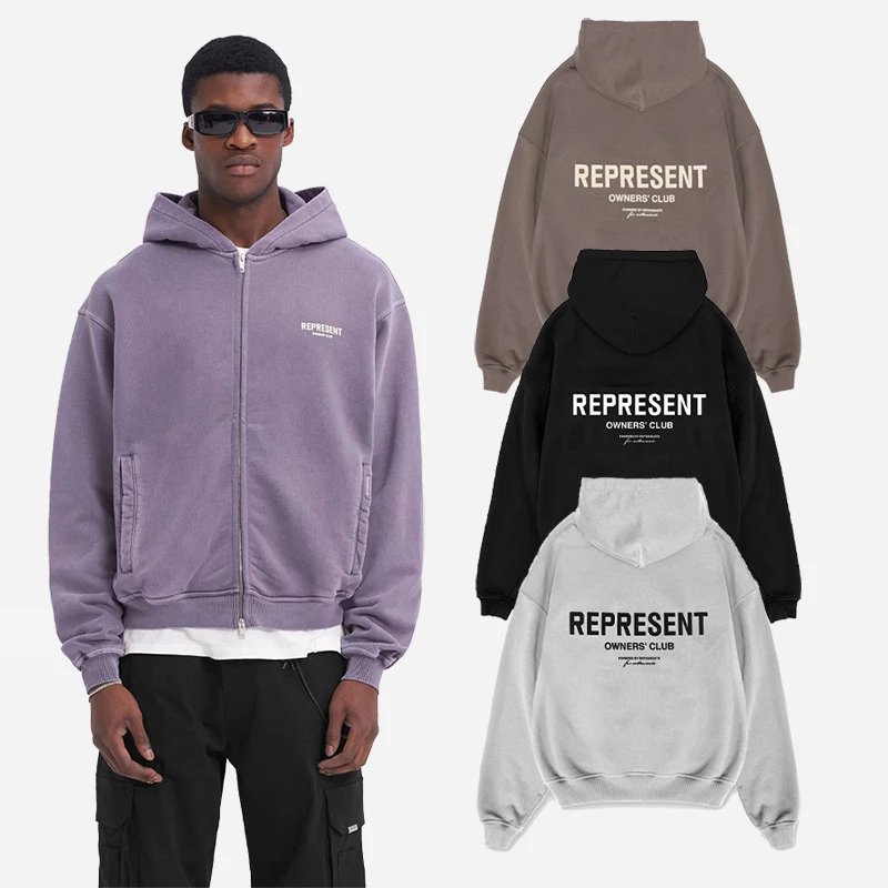 Letter Print Zip Hoodie