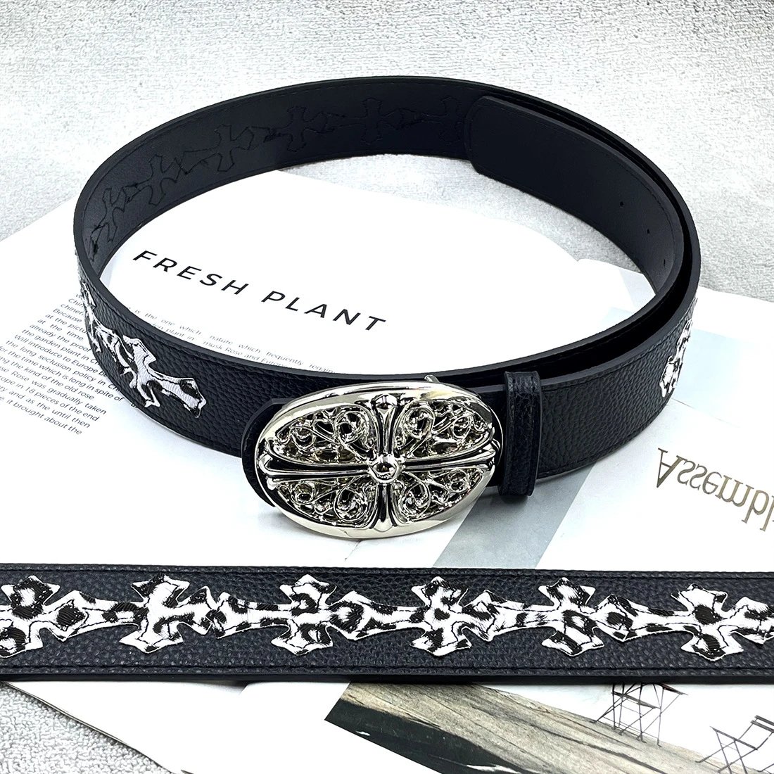 【15个豹纹十字-加厚圆十字】克罗CH圣剑心皮带