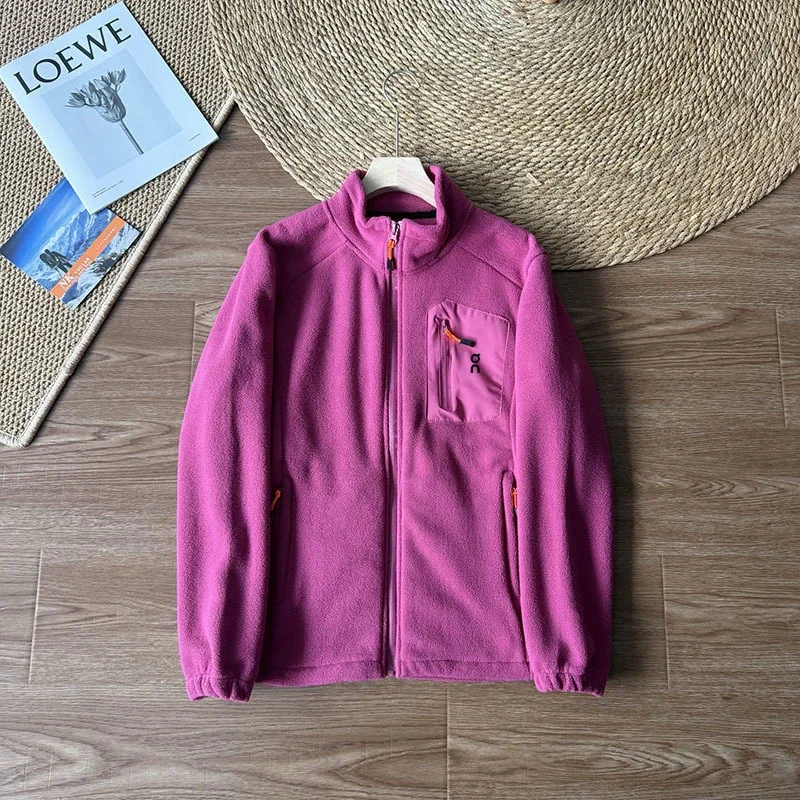 Double-sided stand-up collar warm fleece jacket, casual and versatile, same style for men and women