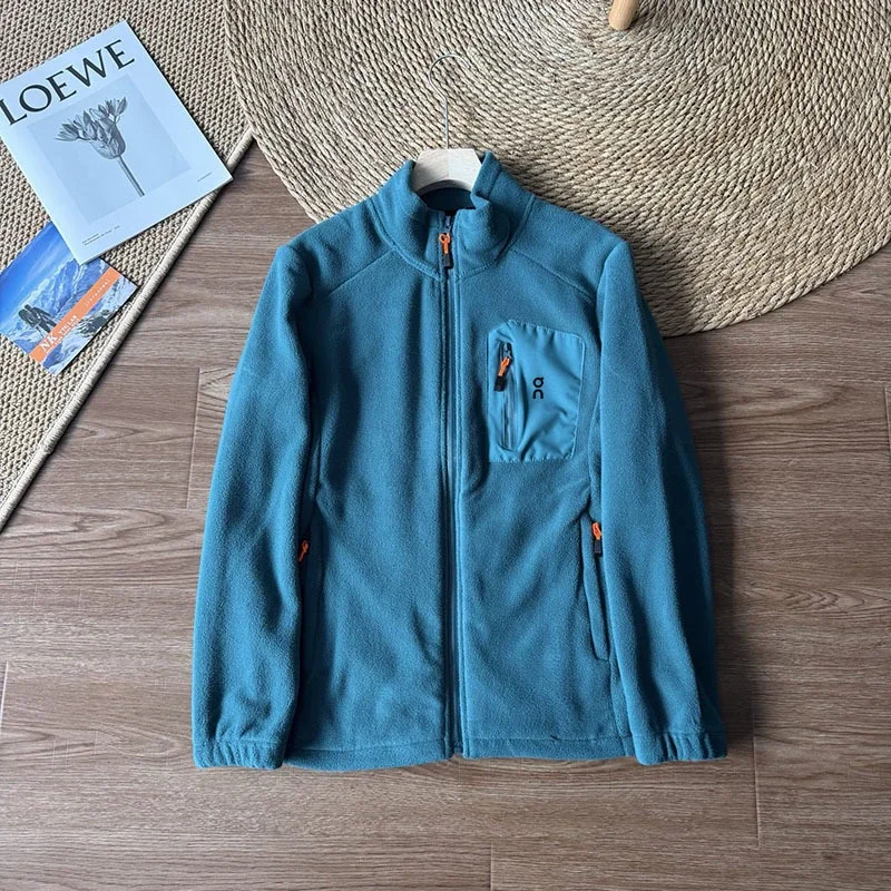 Double-sided stand-up collar warm fleece jacket, casual and versatile, same style for men and women