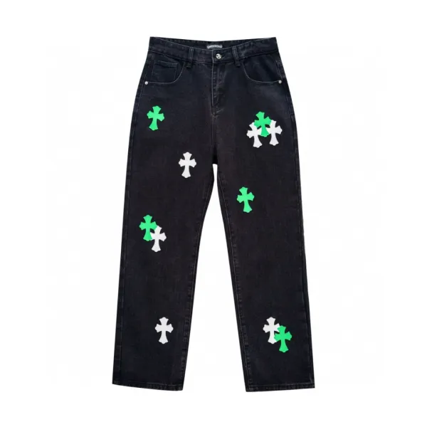 Chrome Hearts Cross Patch Black Straight-Leg Jeans - 1