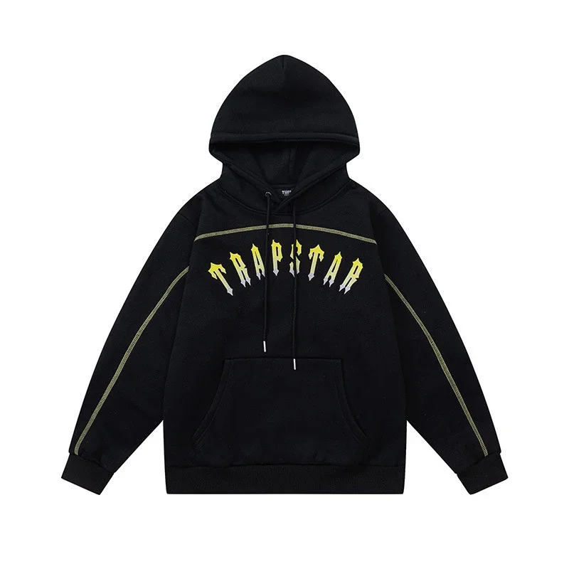 Gradient letter tiger head embroidery hooded sweatshirt + long pants sports suit