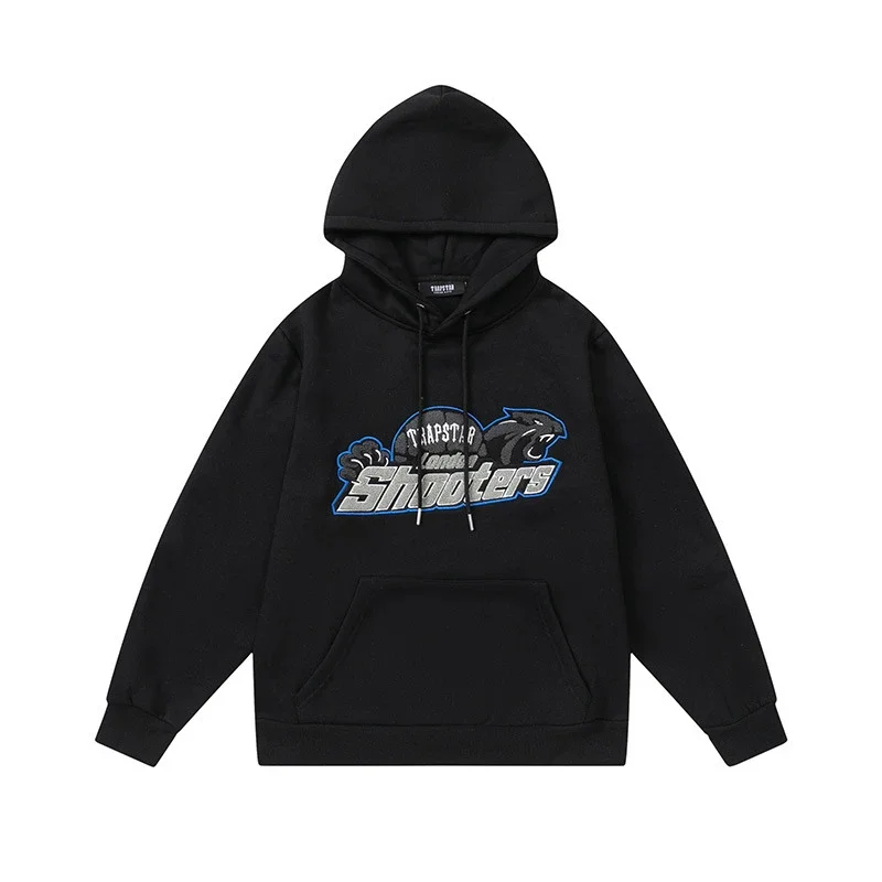 Gradient letter tiger head embroidery hooded sweatshirt + long pants sports suit