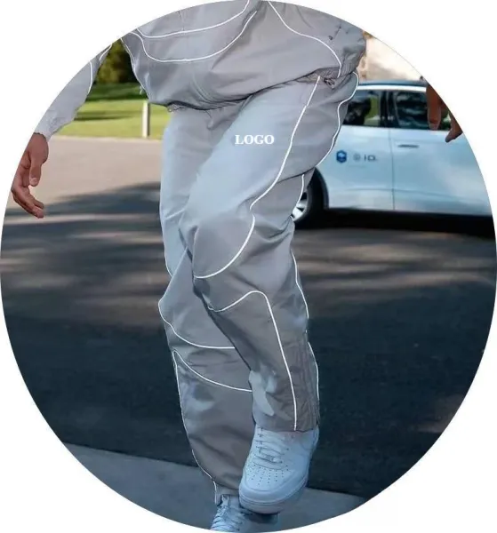 Off-White Industrial Pants Gray with Reflective Piping Track Pants - 1