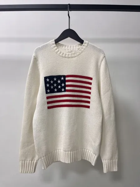 Ralph Lauren Polo USA Flag Knit Sweater Navy - 8