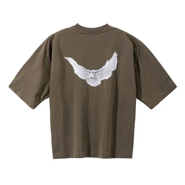 Off-White Dove Print Oversized T-Shirt Army Green - 1