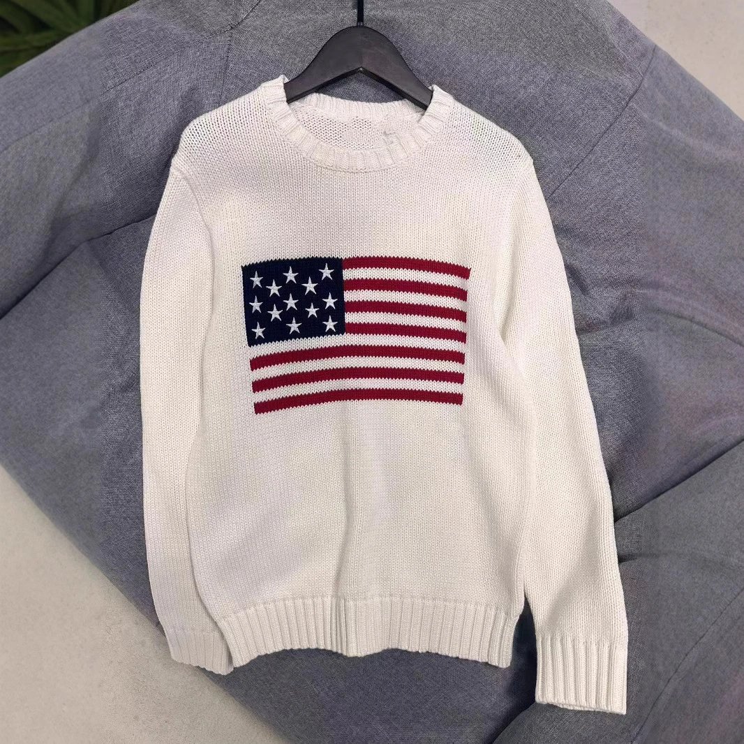 Polo Ralph Lauren American Flag Knit Sweater in White product photo 4