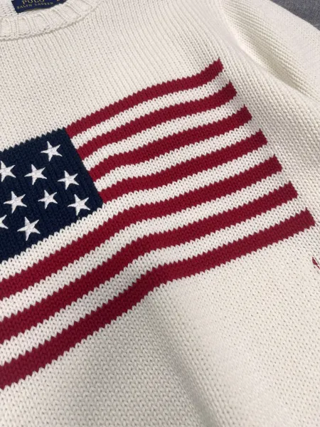 Ralph Lauren Polo USA Flag Knit Sweater Navy - 7
