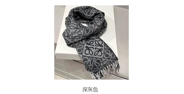 Loewe Anagram Jacquard Cashmere Scarf Beige Cashmere Scarf - 8