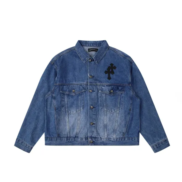 Chrome Hearts Cross Embroidered Denim Jacket Blue - 1