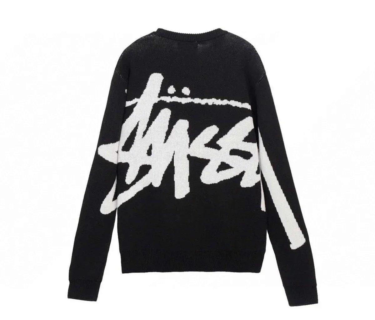 Stussy Oversized Logo Knit Sweater Black product detail 2 in Litbuy spreadsheet finds