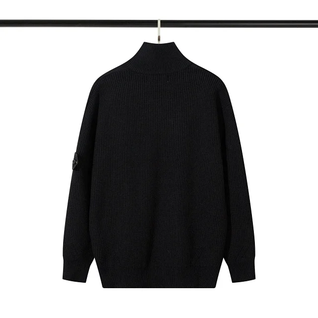 Stone Island Knitwear Full-Zip Ribbed Mock-Neck Sweater product detail image 3