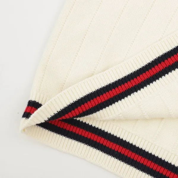 Gucci Double G Logo V-Neck Knit Sweater Beige - 11