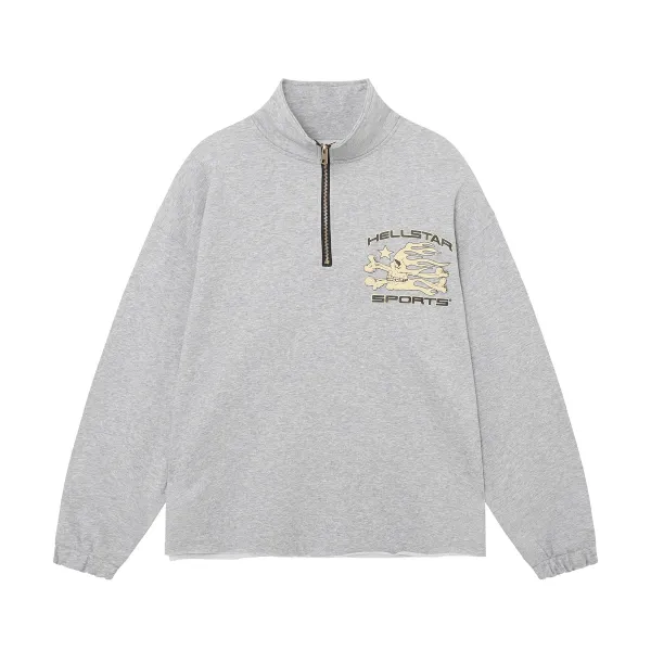 Hellstar Sports Half-Zip Pullover Gray Hoodie - 1