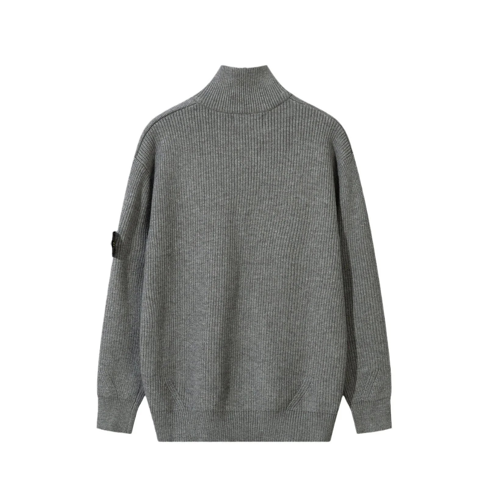 Stone Island Knitwear Full-Zip Ribbed Mock-Neck Sweater image 5
