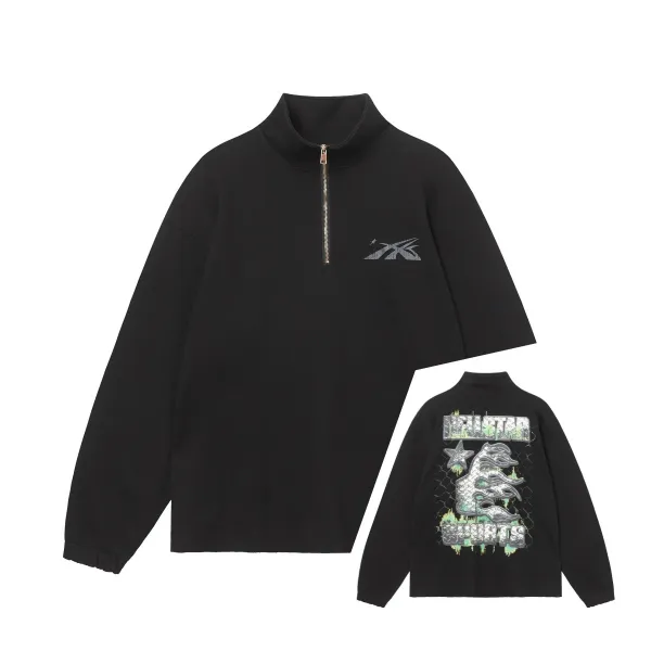 Xtep Half-Zip Pullover Black Streetwear Top - 1