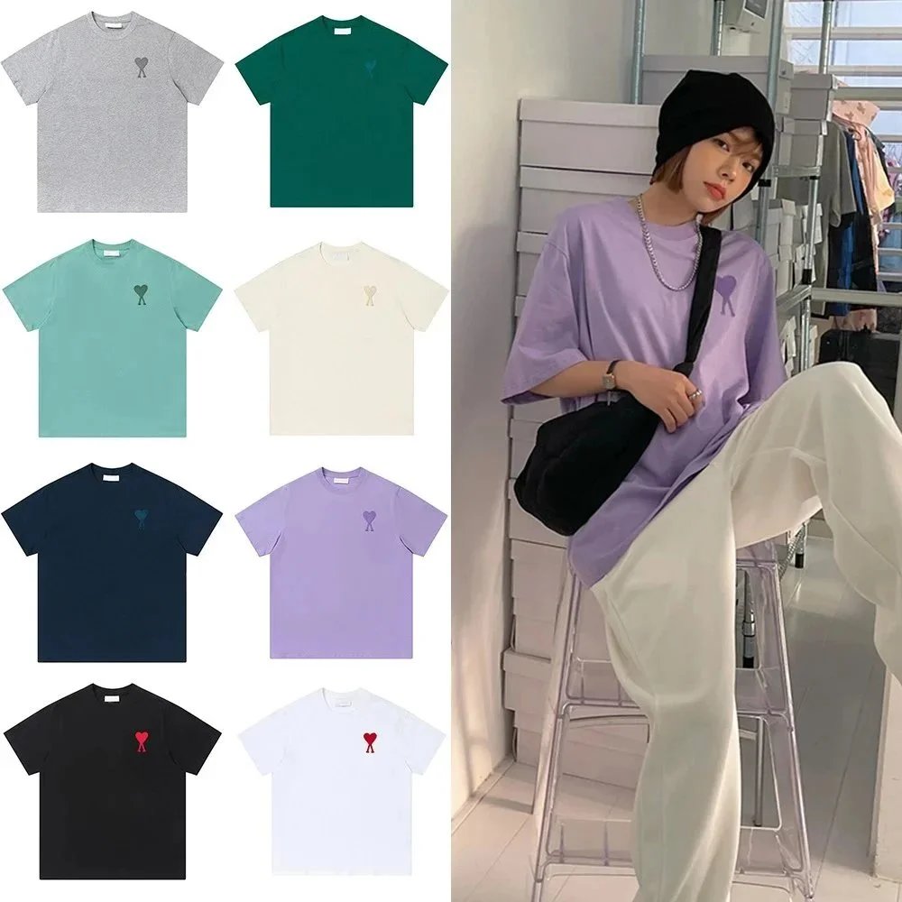 Ami Paris Heart Logo Black Oversized T-Shirt