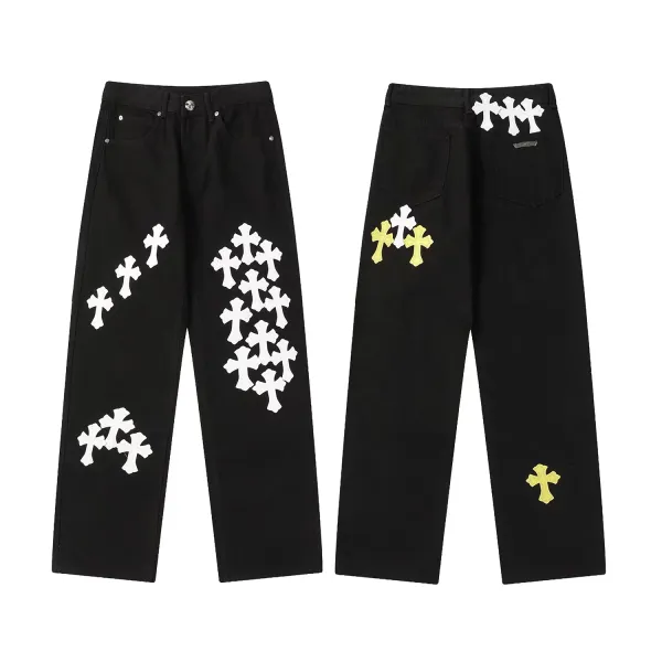 Chrome Hearts Cross-Embroidered Black Straight-Leg Jeans - 1