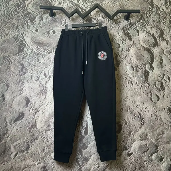 Chrome Hearts x The Rolling Stones Logo Embroidered Black Sweatpants - 1