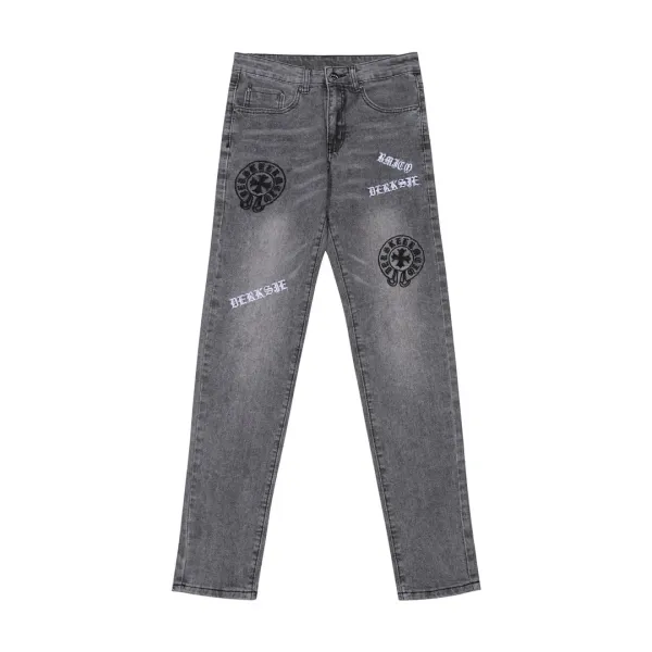Berkshire Jeans Gray Distressed Embroidered Denim Jeans - 1
