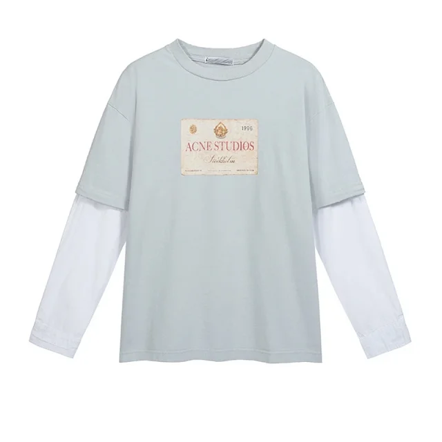 Acne Studios T-Shirts Layered long-sleeve shirt-sleeve design with chest patch product detail image 2