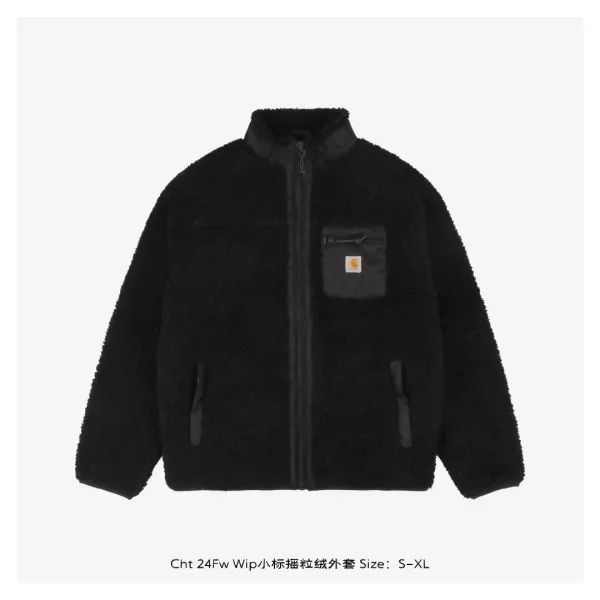 Carhartt WIP Cht 24Fw Small Logo Sherpa Fleece Jacket Black - 5