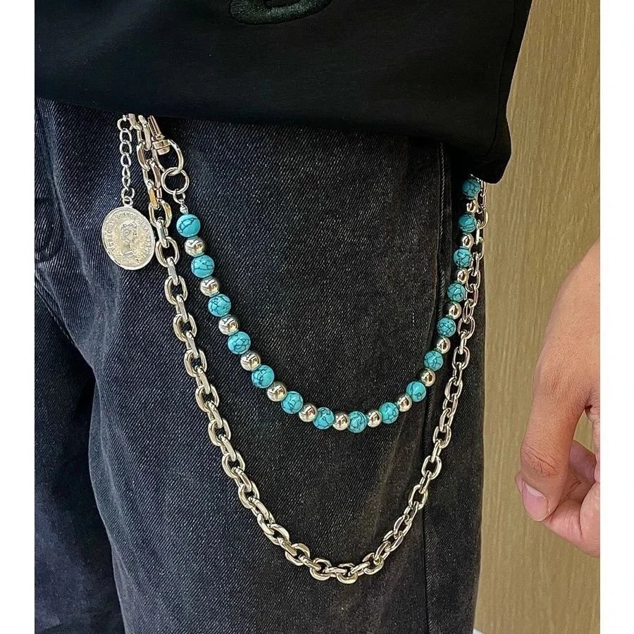 Double layer blue waist chain