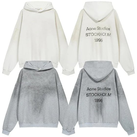 AC Washed Vintage Distressed 1996 Letter Print Hoodie Sweatshirt