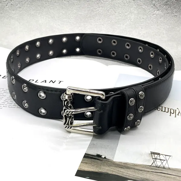 Chrome Hearts Cross Motif White Leather Belt - 45