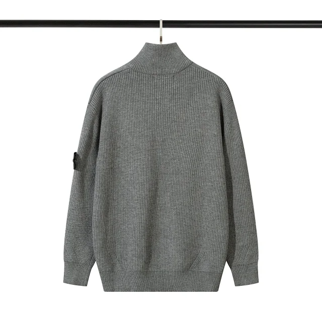 Stone Island Knitwear Full-Zip Ribbed Mock-Neck Sweater product detail image 5