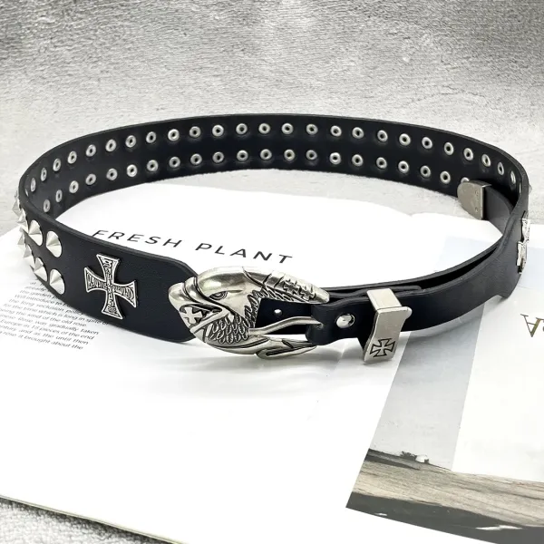 Chrome Hearts Cross Motif White Leather Belt - 41