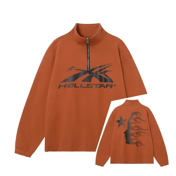 Hellstar Half-Zip Pullover Orange Hoodie - 1