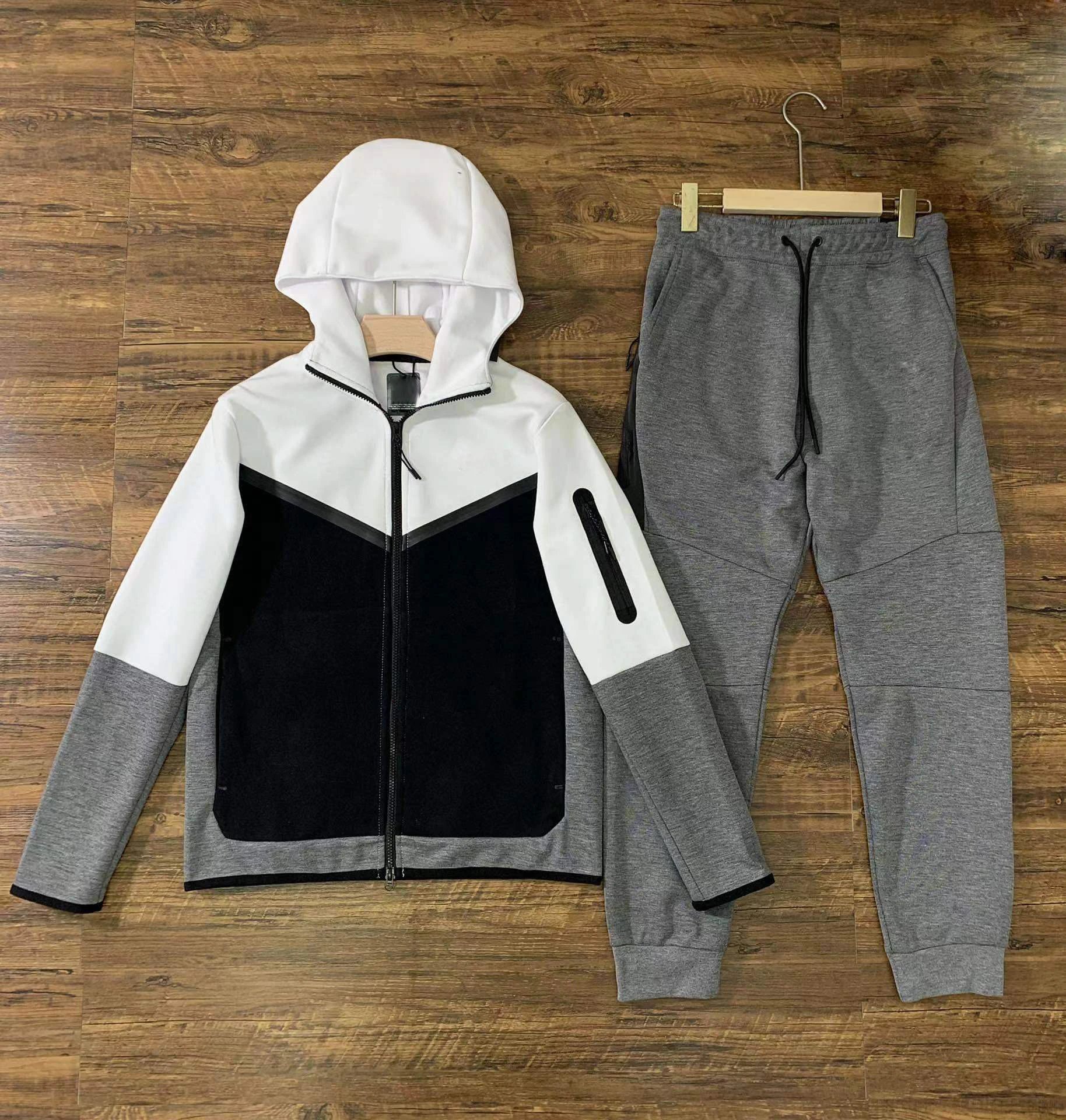 Nike Tech Fleece Windrunner Hoodie and Sweatpants Set Gray/Black Tracksuit - 4