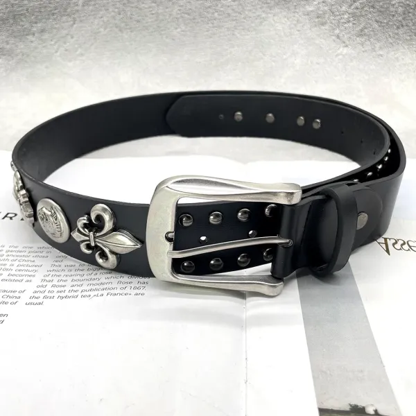 Chrome Hearts Cross Motif White Leather Belt - 47