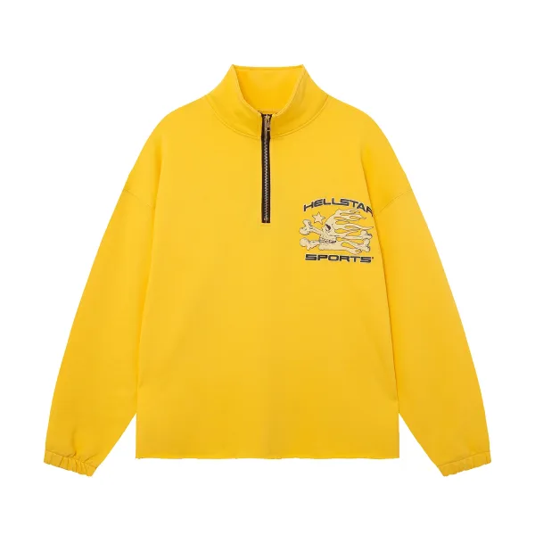 Hellstar Sports Half-Zip Pullover Yellow Hoodie - 1
