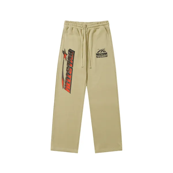 Hellstar Sports Logo Print Beige Sweatpants - 1