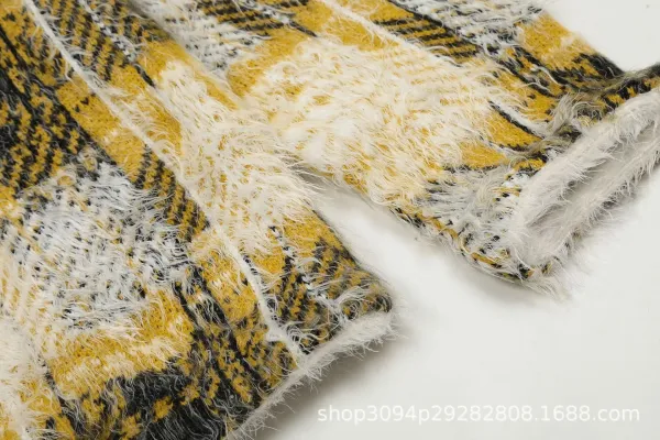 Design Oversized Plaid Knit Cardigan Multicolor - 40