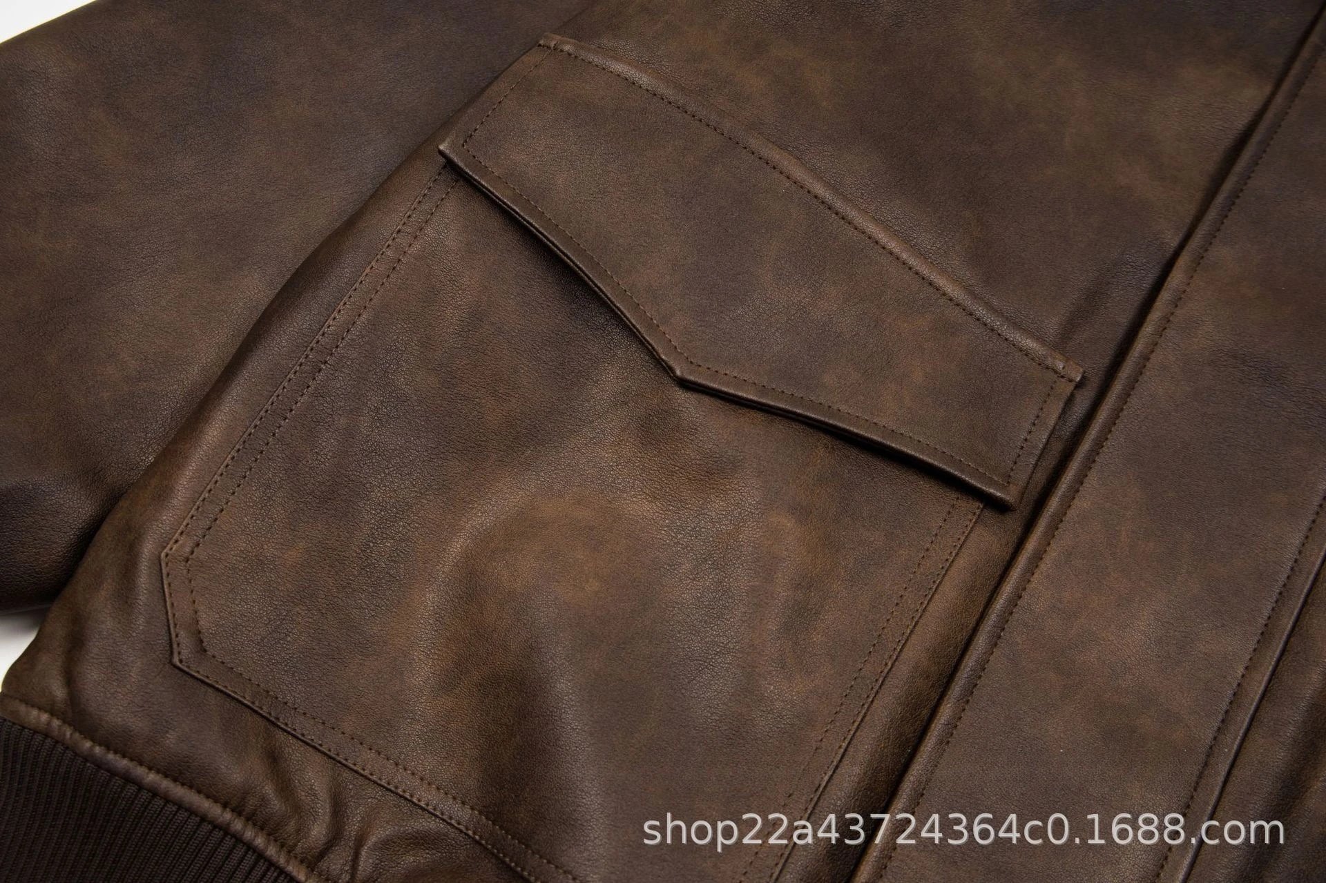 Flag Earth Letter Print Leather Jacket photo 5