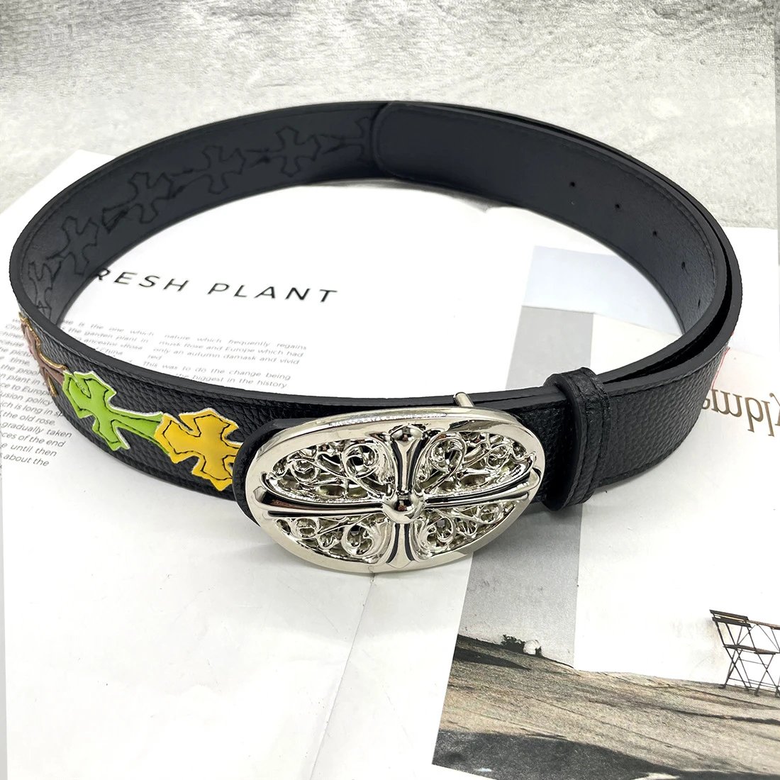 【15个彩色十字-加厚圆十字】克罗CH圣剑心皮带