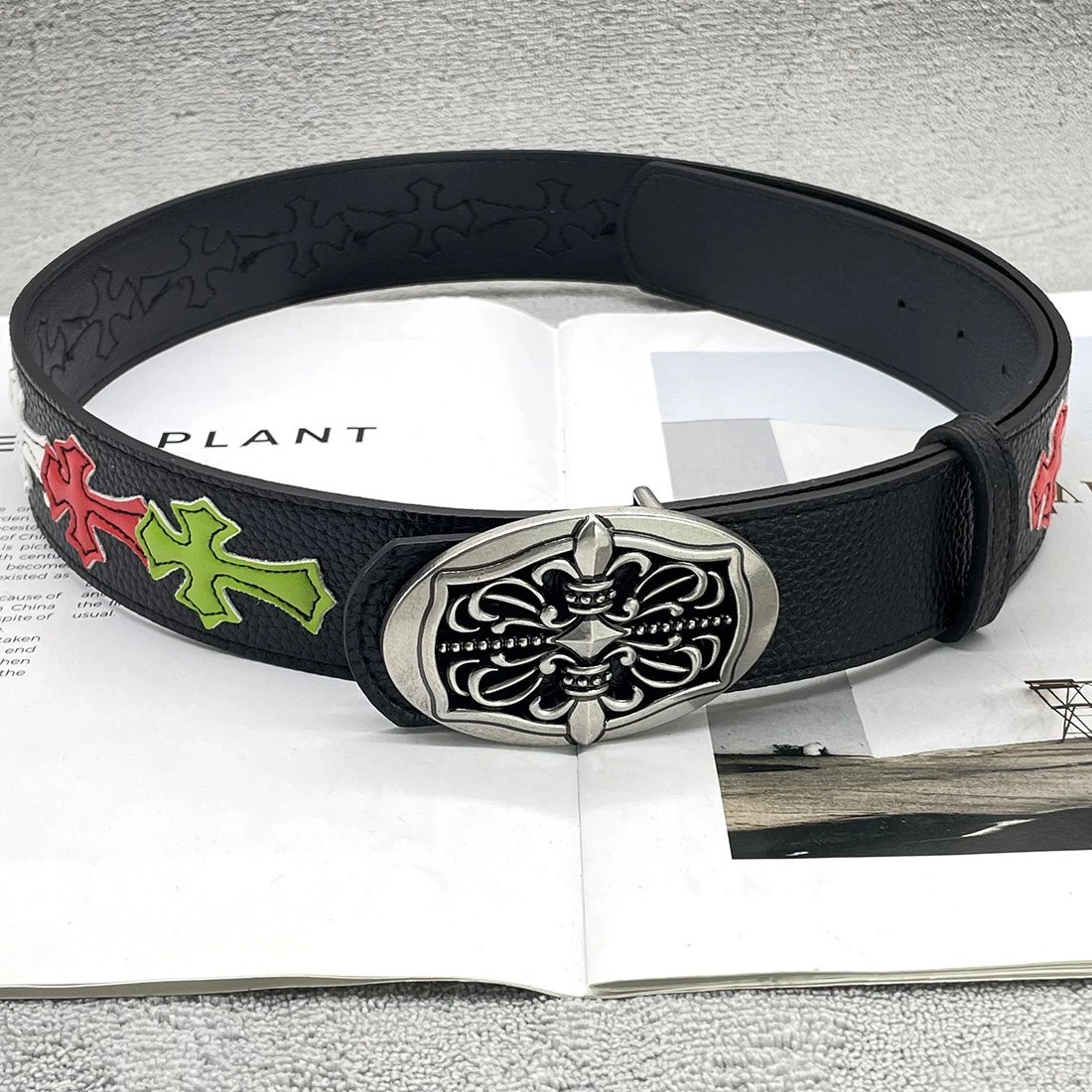 【15个彩色十字-加厚水纹十字】克罗CH圣剑心皮带