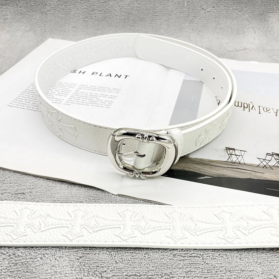 【15个白色十字白底-加厚圆扣】克罗CH圣剑心皮带