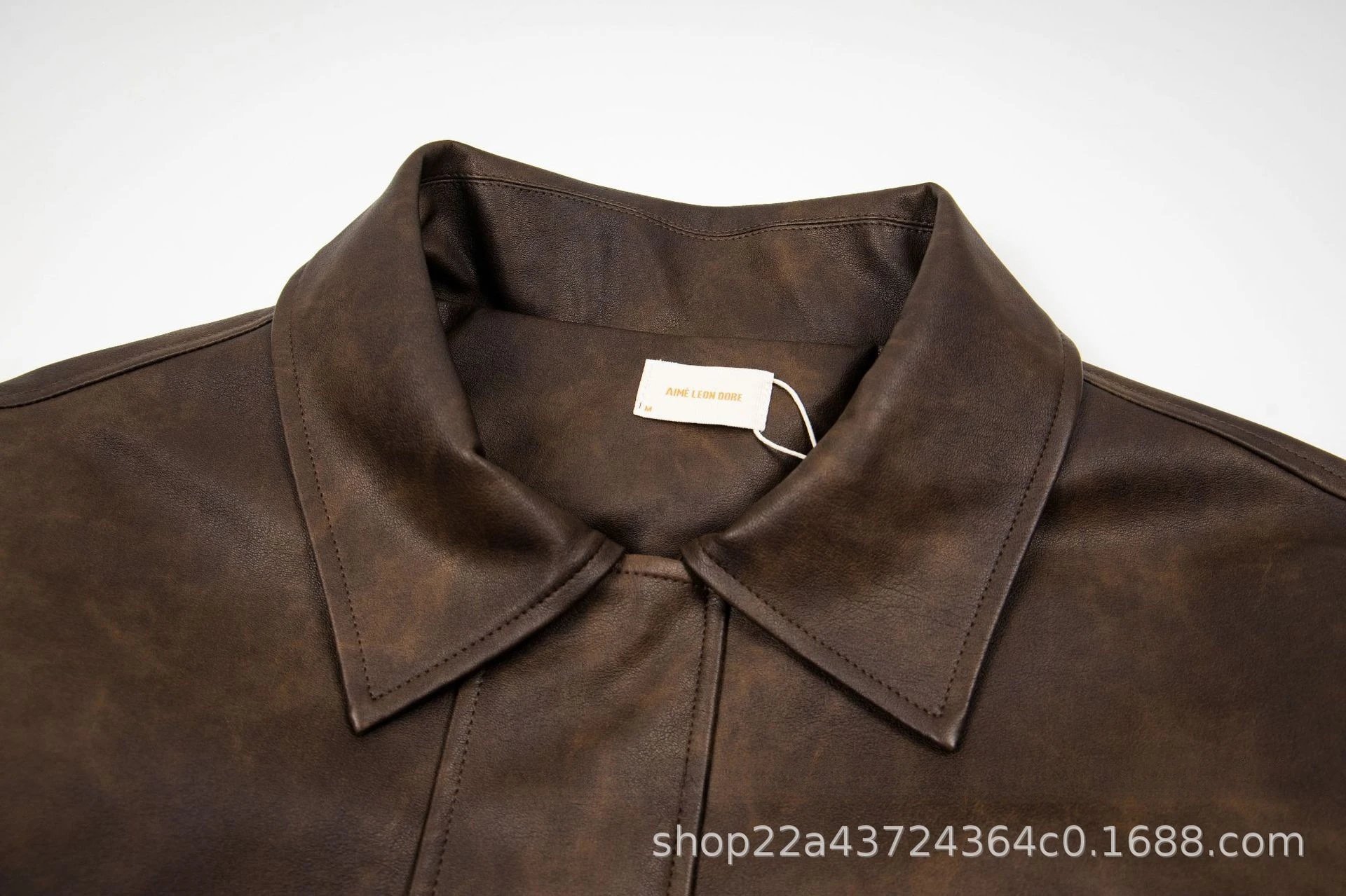 Flag Earth Letter Print Leather Jacket photo 4