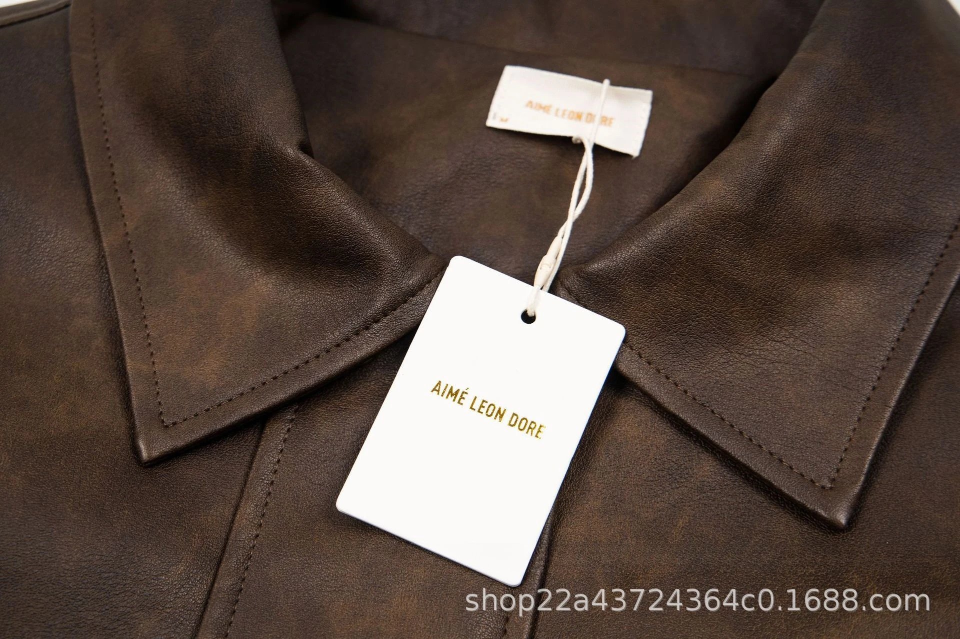 Flag Earth Letter Print Leather Jacket photo 7