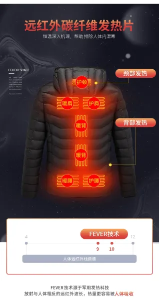 Design Heated Electric Down Jacket Navy with 19-Zone Heating System Down Jacket - 17